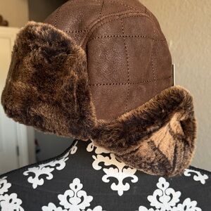 Brown Fur-Lined Aviator Hat